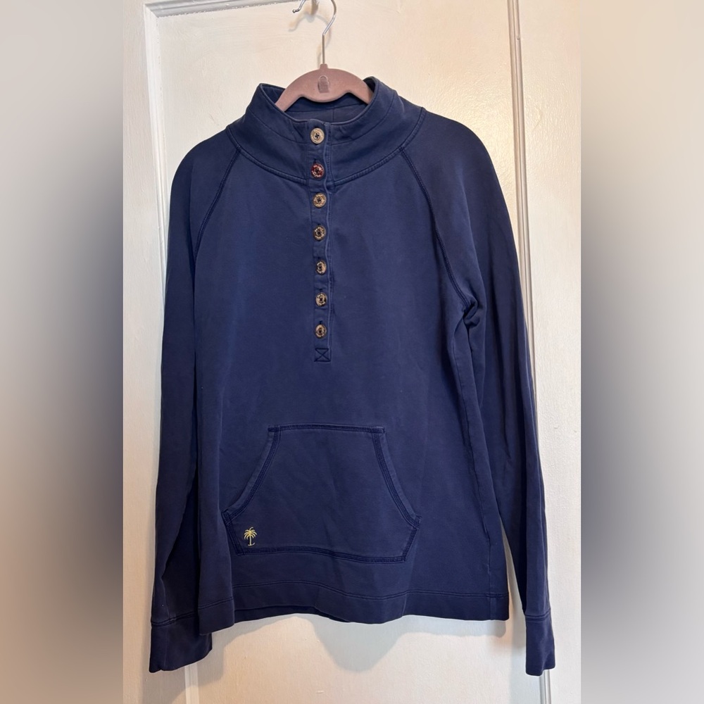 Lilly Pulitzer Captains Popover Sweatshirt Navy Blue Size M Pullover